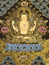 Chenrezig Thangka Painting - Silk Framed - Art Of Tibet