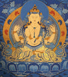 Chenrezig Thangka Painting - Silk Framed - Art Of Tibet