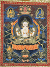 Chenrezig Thangka Painting - Silk Framed - Art Of Tibet