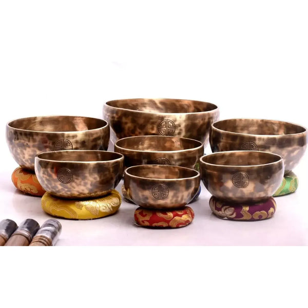 7 Chakra Super Flower Blood Moon Tibetan Singing Bowl Set