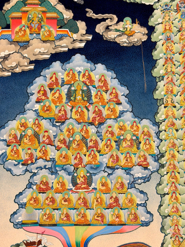 Gelugpa Lineage Refuge Tree Large Thangka - Art Of Tibet