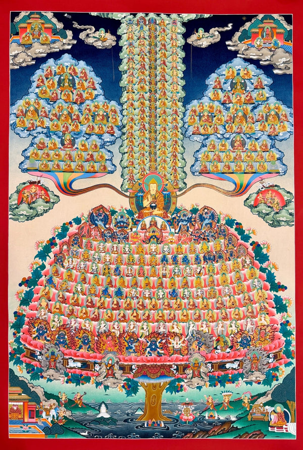 Gelugpa Lineage Refuge Tree Large Thangka - Art Of Tibet