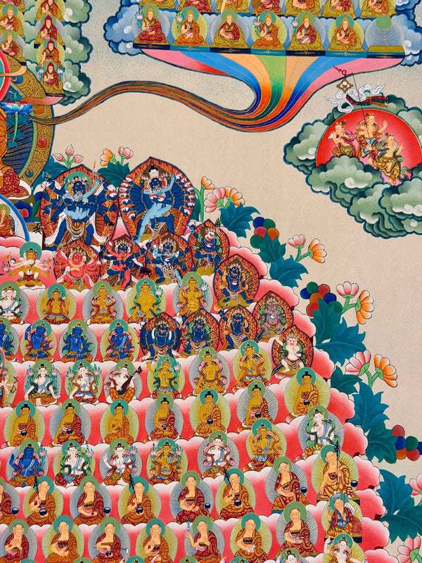 Gelugpa Lineage Refuge Tree Large Thangka - Art Of Tibet