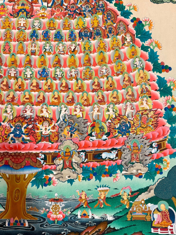 Gelugpa Lineage Refuge Tree Large Thangka - Art Of Tibet