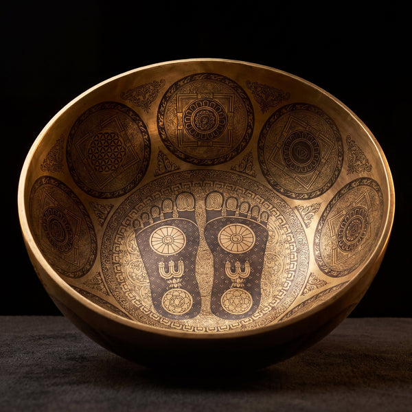 Giant Buddha Feet Standing Singing Bowl - Art Of Tibet