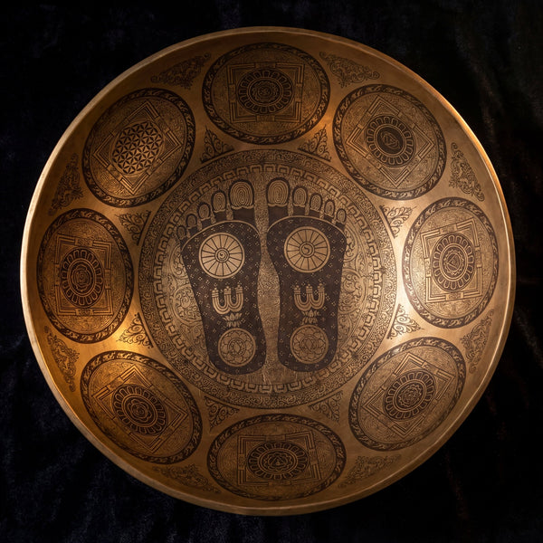 Giant Buddha Feet Standing Singing Bowl - Art Of Tibet