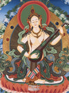 Goddess Saraswati Thangka - Art Of Tibet