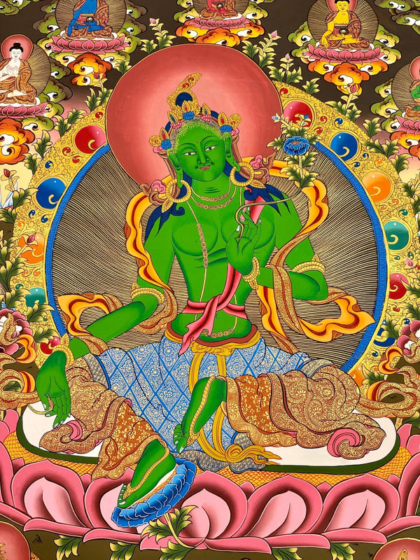 Green Tara Large Thangka - Art Of Tibet