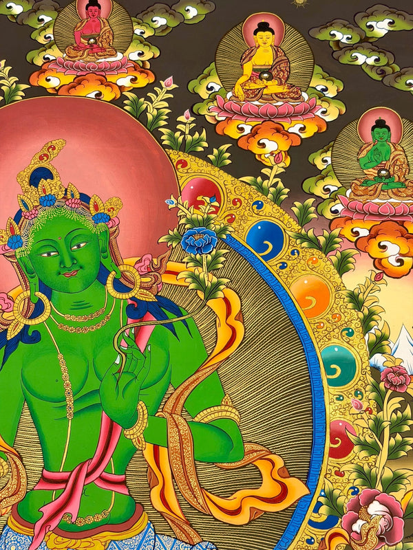 Green Tara Large Thangka - Art Of Tibet