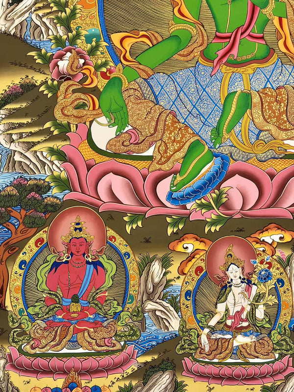 Green Tara Large Thangka - Art Of Tibet