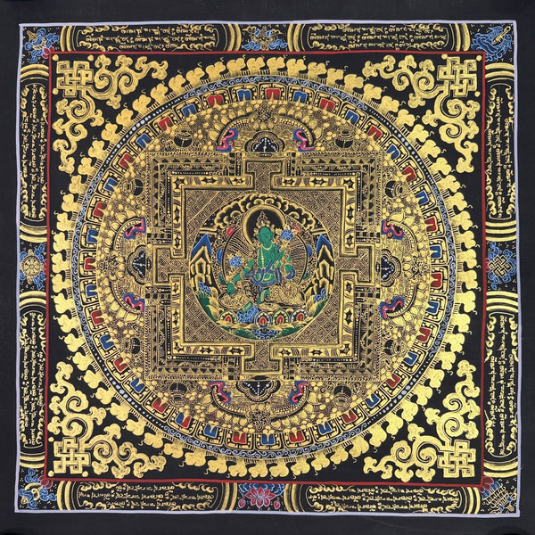Green Tara Mandala Thangka - Art Of Tibet