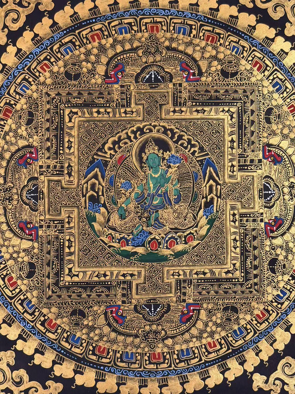 Green Tara Mandala Thangka - Art Of Tibet