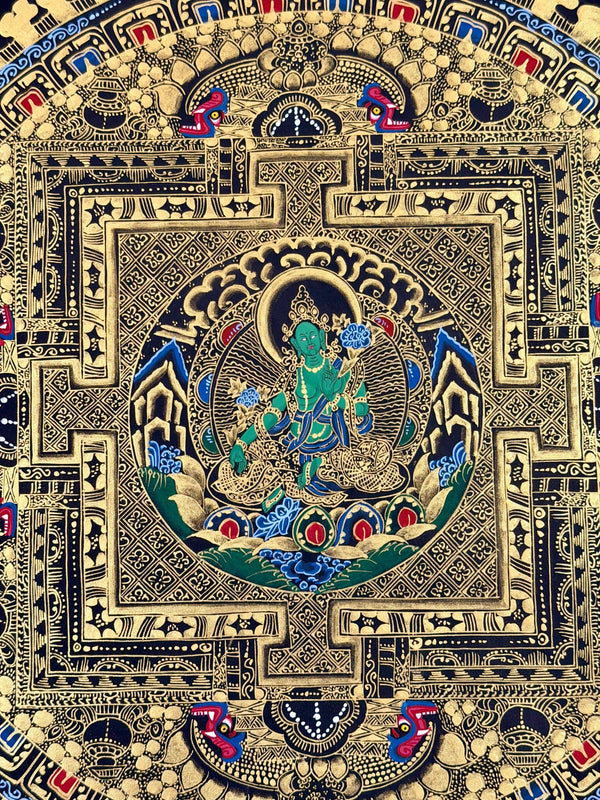 Green Tara Mandala Thangka - Art Of Tibet
