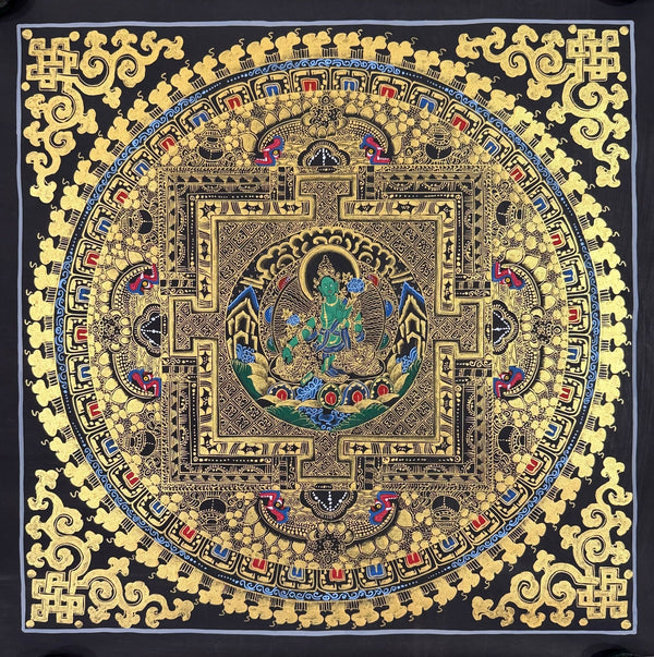 Green Tara Mandala Thangka - Art Of Tibet