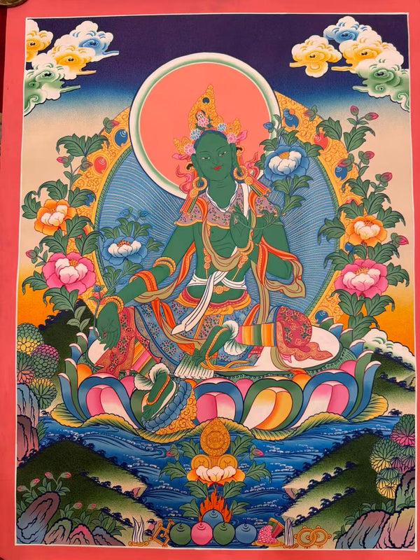 Green Tara Thangka - Art Of Tibet