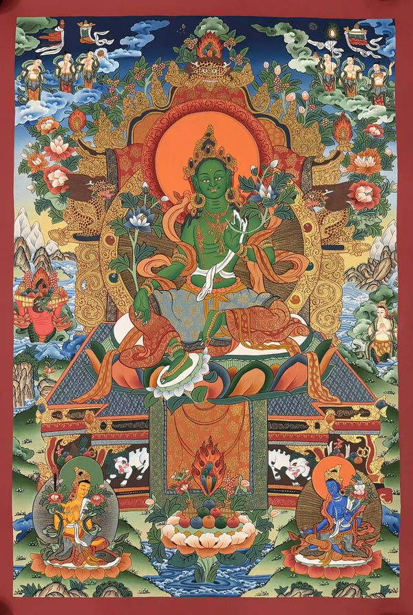Green Tara Thangka - Art Of Tibet