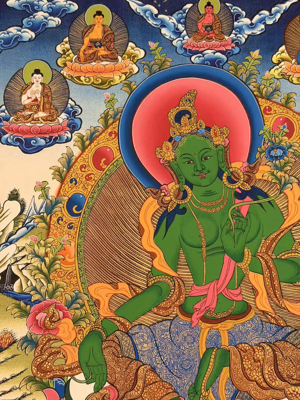 Green Tara Thangka - Art Of Tibet