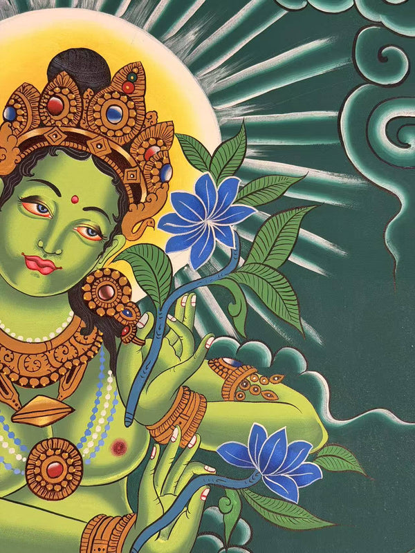 Green Tara Thangka - Art Of Tibet