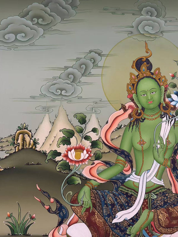 Green Tara Thangka - Art Of Tibet