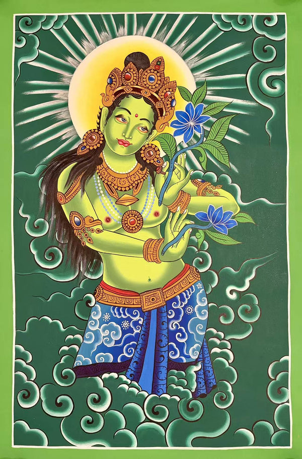 Green Tara Thangka - Art Of Tibet