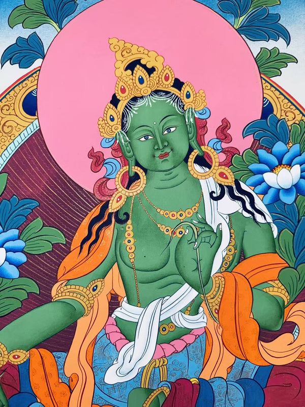 Green Tara Thangka - Art Of Tibet
