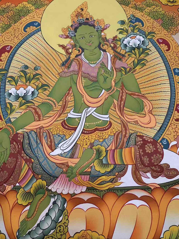Green Tara Thangka - Art Of Tibet