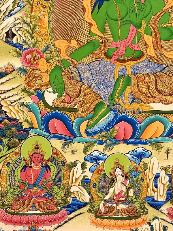 Green Tara Thangka - Art Of Tibet