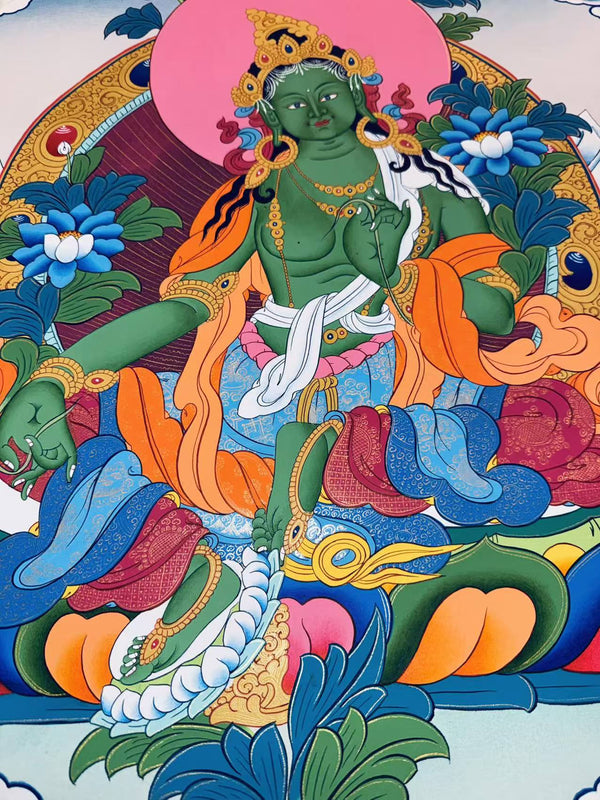 Green Tara Thangka - Art Of Tibet