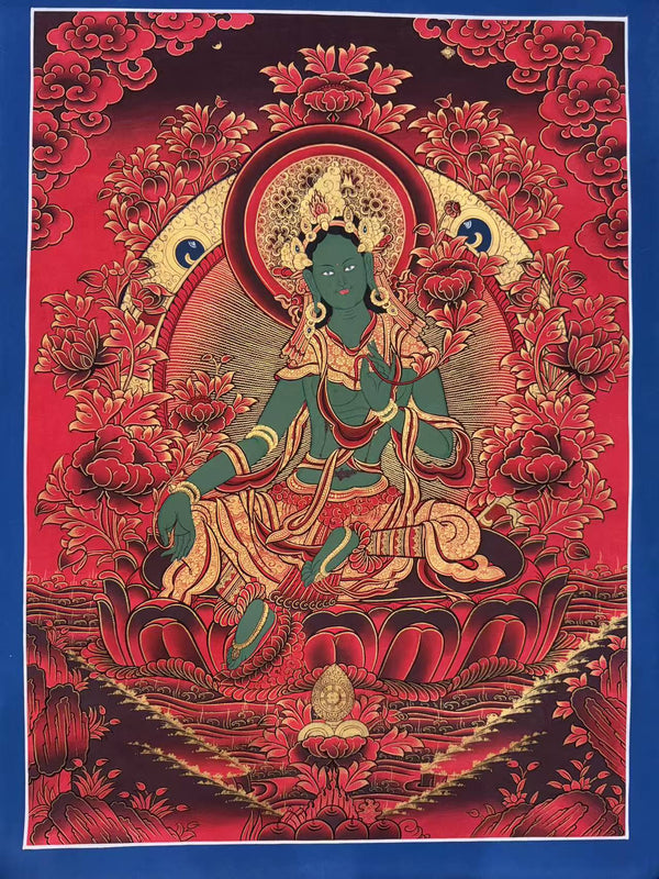 Green Tara Thangka - Art Of Tibet
