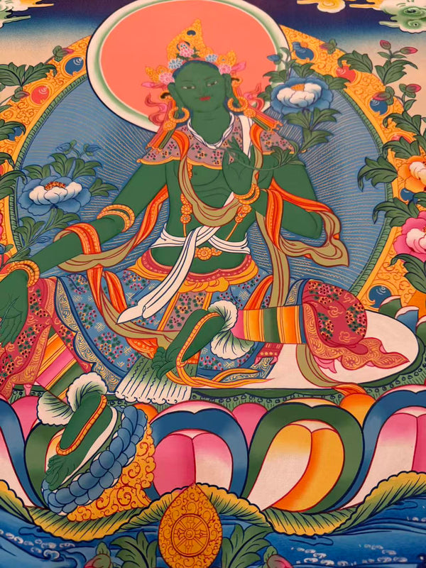 Green Tara Thangka - Art Of Tibet