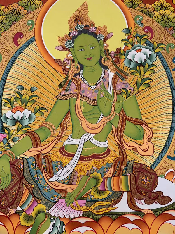 Green Tara Thangka - Art Of Tibet