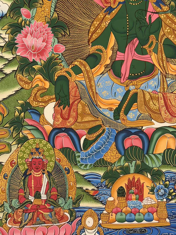 Green Tara Thangka - Art Of Tibet