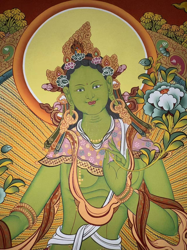Green Tara Thangka - Art Of Tibet