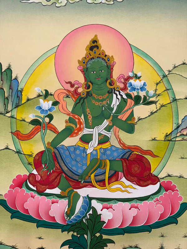 Green Tara Thangka - Art Of Tibet