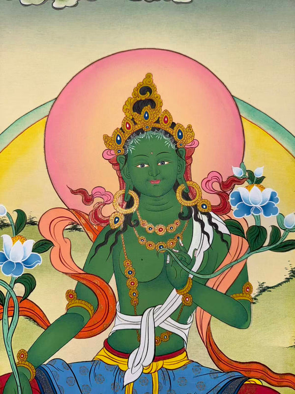 Green Tara Thangka - Art Of Tibet