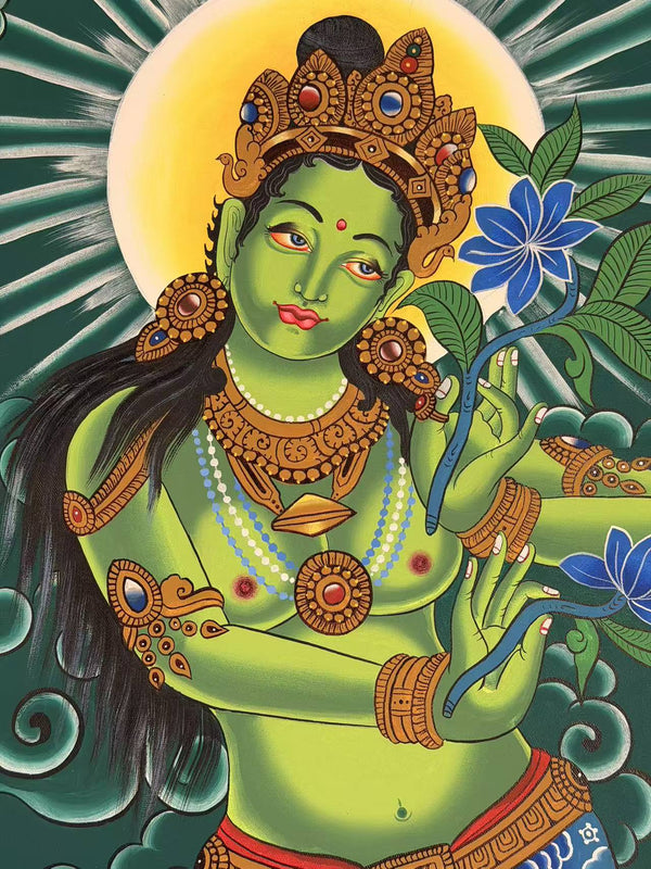 Green Tara Thangka - Art Of Tibet
