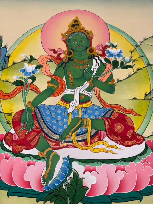 Green Tara Thangka - Art Of Tibet
