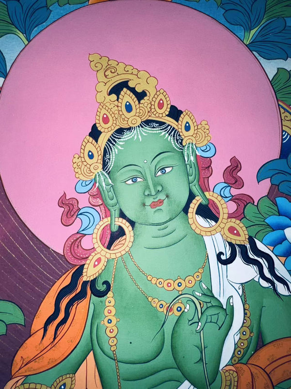 Green Tara Thangka - Art Of Tibet