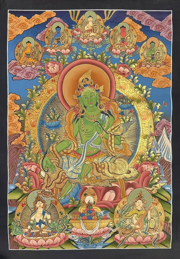 Green Tara Thangka - Art Of Tibet