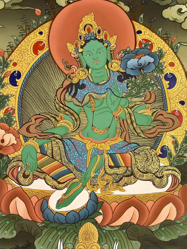 Green Tara Thangka - Art Of Tibet
