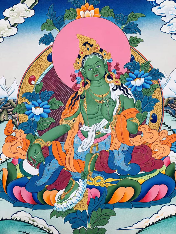 Green Tara Thangka - Art Of Tibet