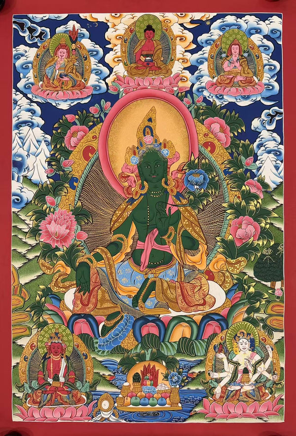 Green Tara Thangka - Art Of Tibet
