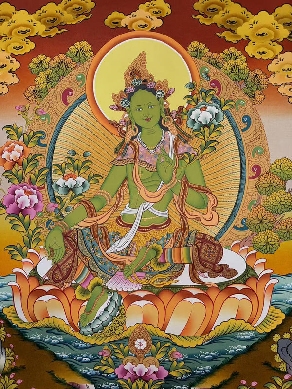 Green Tara Thangka - Art Of Tibet