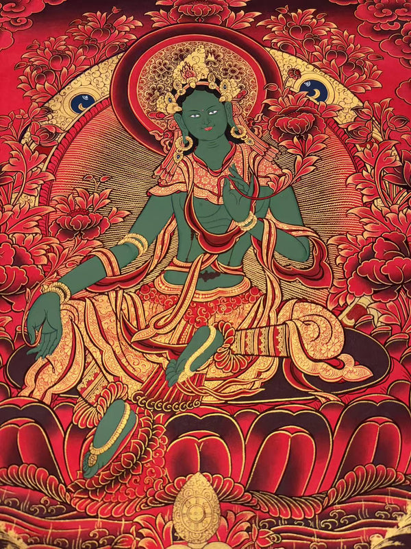 Green Tara Thangka - Art Of Tibet