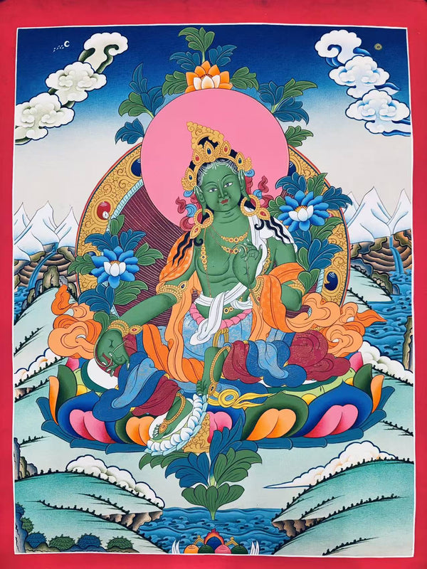 Green Tara Thangka - Art Of Tibet