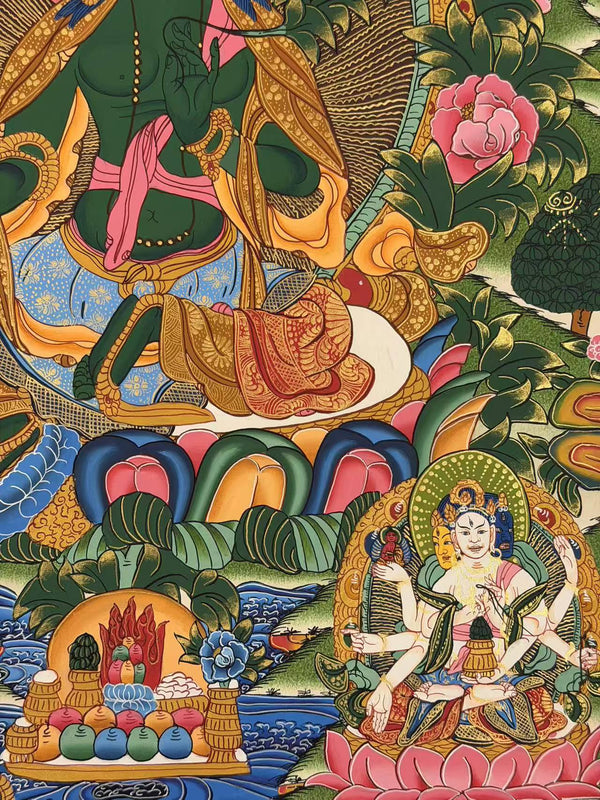 Green Tara Thangka - Art Of Tibet