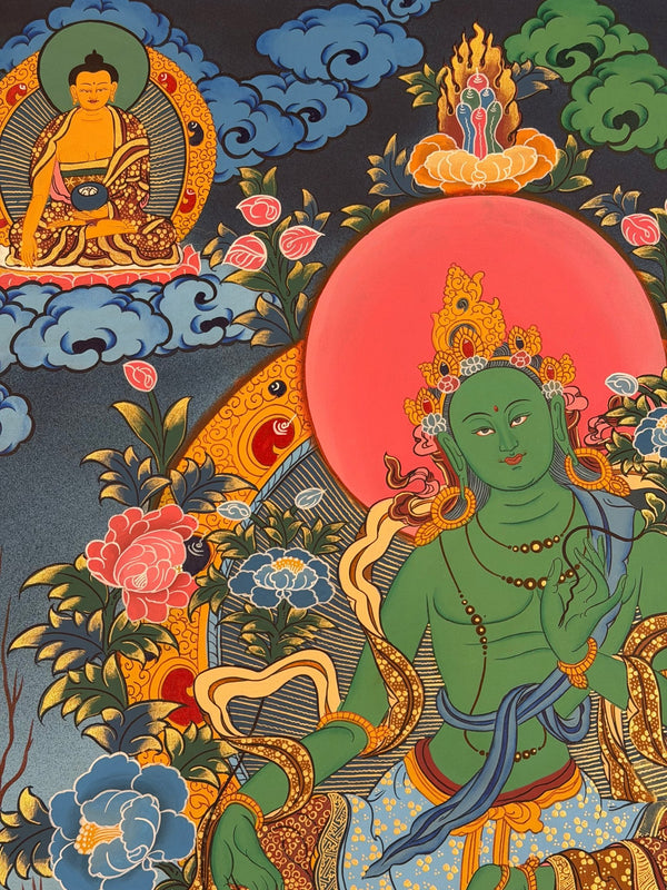 Green Tara Thangka - Art Of Tibet