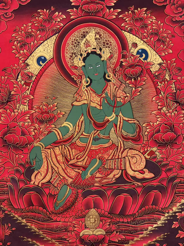 Green Tara Thangka - Art Of Tibet