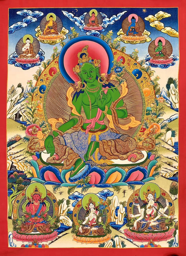 Green Tara Thangka - Art Of Tibet