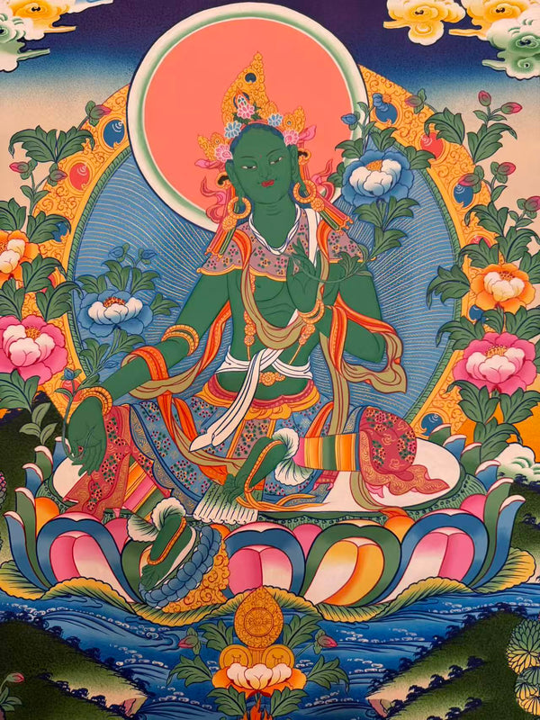 Green Tara Thangka - Art Of Tibet